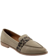Bueno Bristol Leather Leopard Detail Loafers
