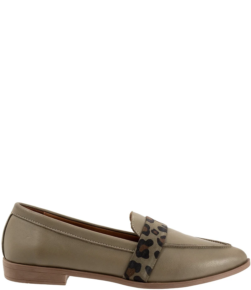 Bueno Bristol Leather Leopard Detail Loafers