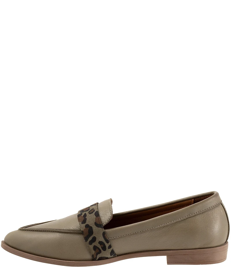 Bueno Bristol Leather Leopard Detail Loafers