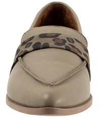Bueno Bristol Leather Leopard Detail Loafers