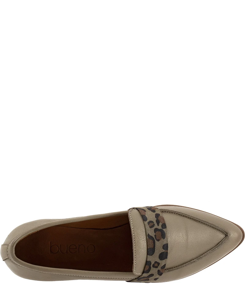Bueno Bristol Leather Leopard Detail Loafers