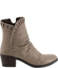 Bueno Connie Ruched Leather Ruffle Detail Booties
