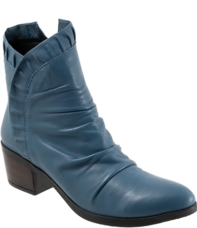 Bueno Connie Ruched Leather Ruffle Detail Booties