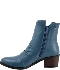 Bueno Connie Ruched Leather Ruffle Detail Booties