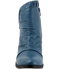 Bueno Connie Ruched Leather Ruffle Detail Booties