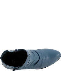 Bueno Connie Ruched Leather Ruffle Detail Booties