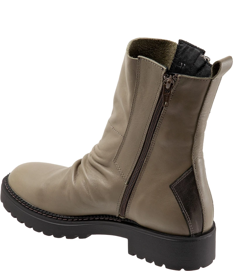 Bueno Dakota Ruched Leather Dual Zipper Booties
