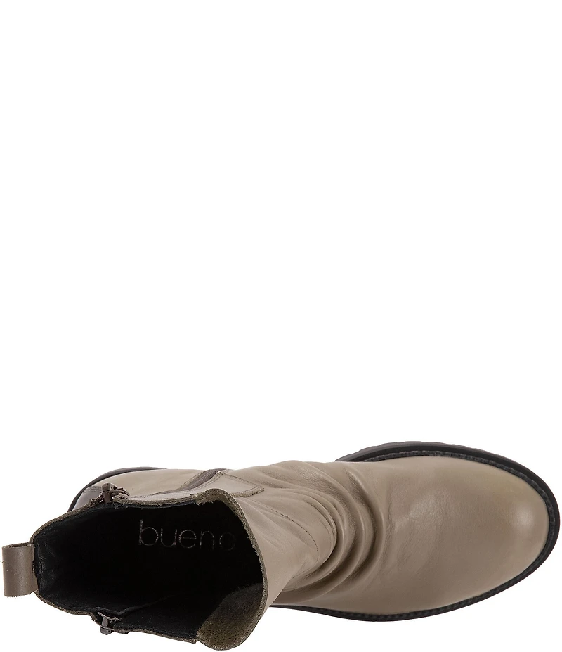 Bueno Dakota Ruched Leather Dual Zipper Booties