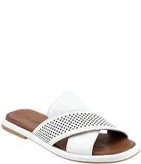Bueno Eddison Perforated Leather Slide Sandals