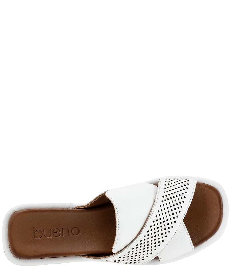 Bueno Eddison Perforated Leather Slide Sandals