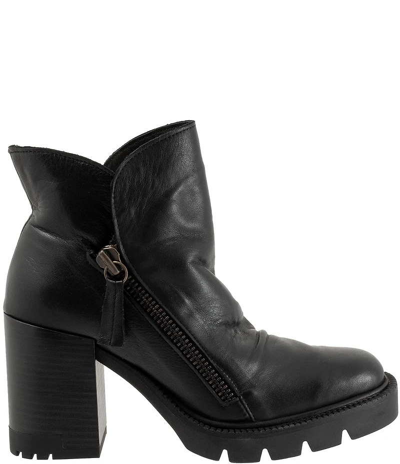 Bueno Elliott Leather Lugged Platform Block Heel Ankle Booties