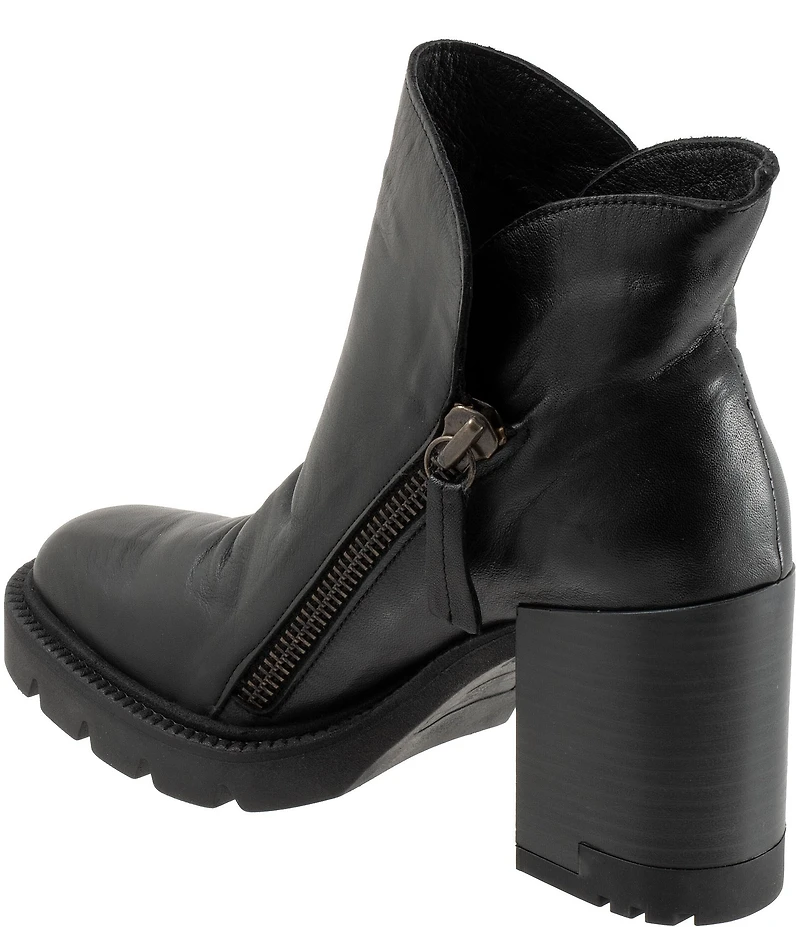 Bueno Elliott Leather Lugged Platform Block Heel Ankle Booties