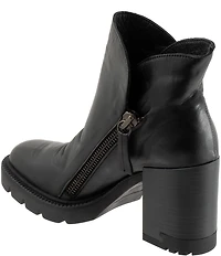 Bueno Elliott Leather Lugged Platform Block Heel Ankle Booties