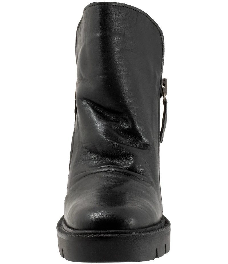 Bueno Elliott Leather Lugged Platform Block Heel Ankle Booties