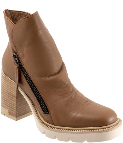 Bueno Elliott Leather Lugged Platform Block Heel Ankle Booties