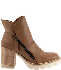 Bueno Elliott Leather Lugged Platform Block Heel Ankle Booties