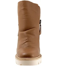 Bueno Elliott Leather Lugged Platform Block Heel Ankle Booties
