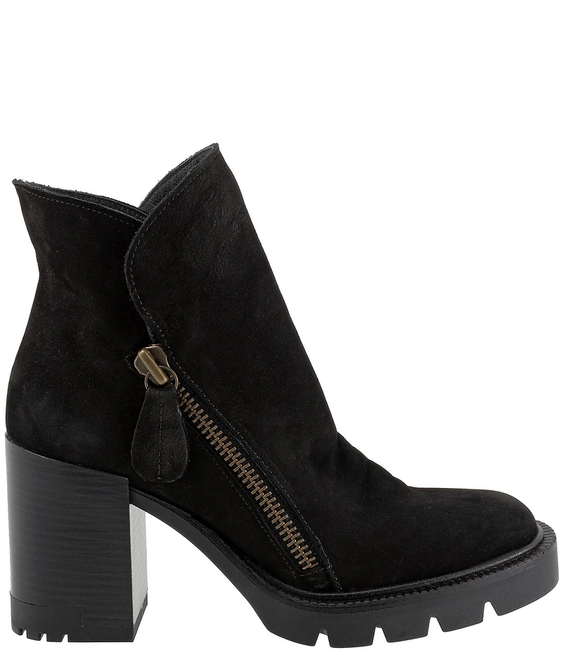Bueno Elliott Nubuck Suede Lugged Platform Block Heel Ankle Booties