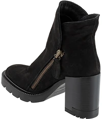 Bueno Elliott Nubuck Suede Lugged Platform Block Heel Ankle Booties