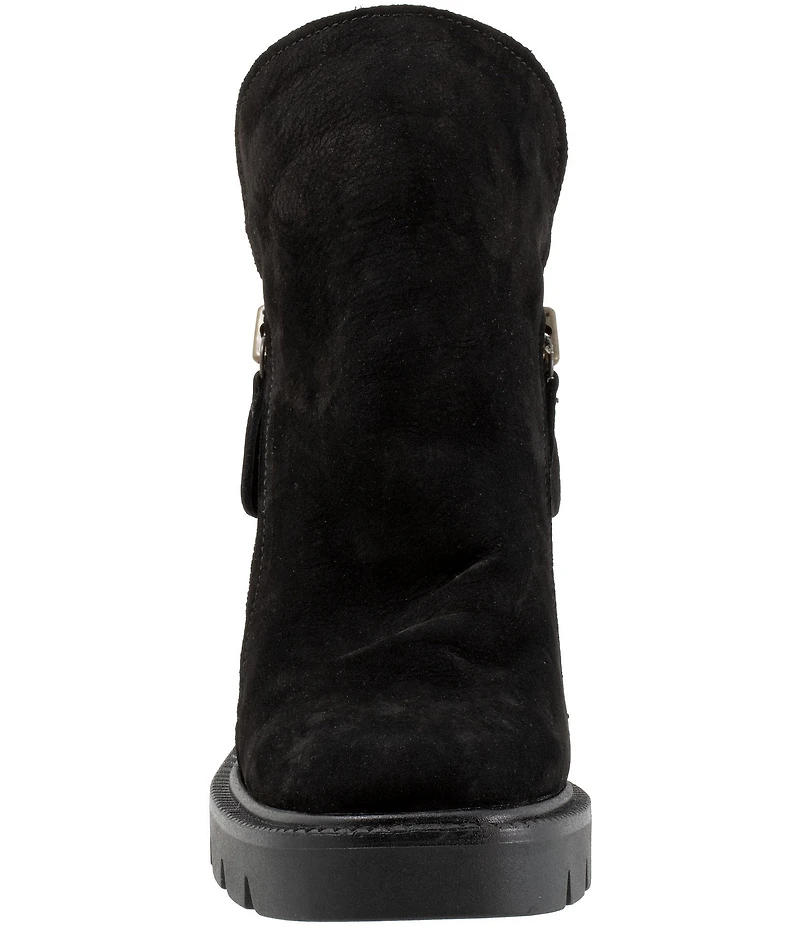 Bueno Elliott Nubuck Suede Lugged Platform Block Heel Ankle Booties