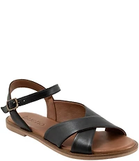 Bueno Harmony Leather Cross Band Ankle Wrap Flat Sandals