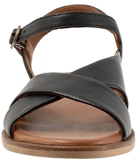 Bueno Harmony Leather Cross Band Ankle Wrap Flat Sandals