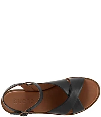 Bueno Harmony Leather Cross Band Ankle Wrap Flat Sandals