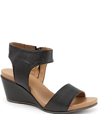 Bueno Ida Leather Ankle Wrap Wedge Sandals