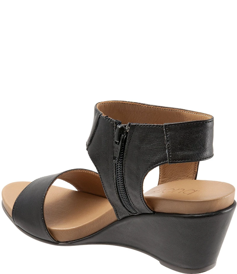 Bueno Ida Leather Ankle Wrap Wedge Sandals