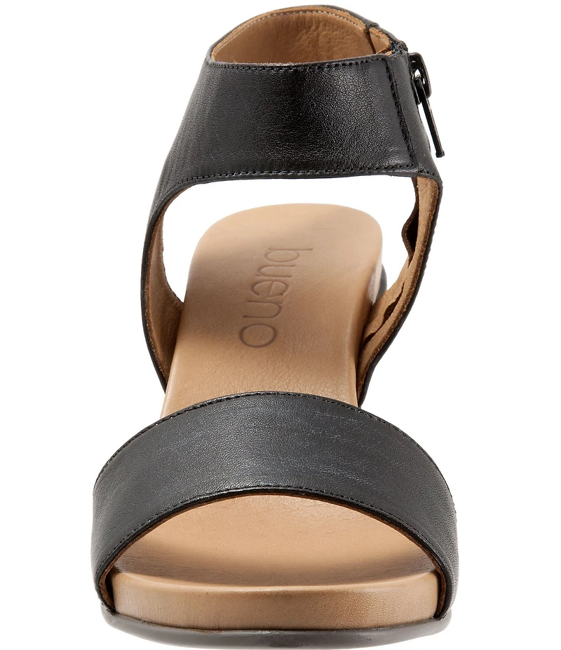 Bueno Ida Leather Ankle Wrap Wedge Sandals