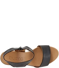 Bueno Ida Leather Ankle Wrap Wedge Sandals