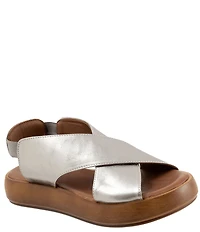 Bueno Jayden Leather Platform Cross Band Sandals