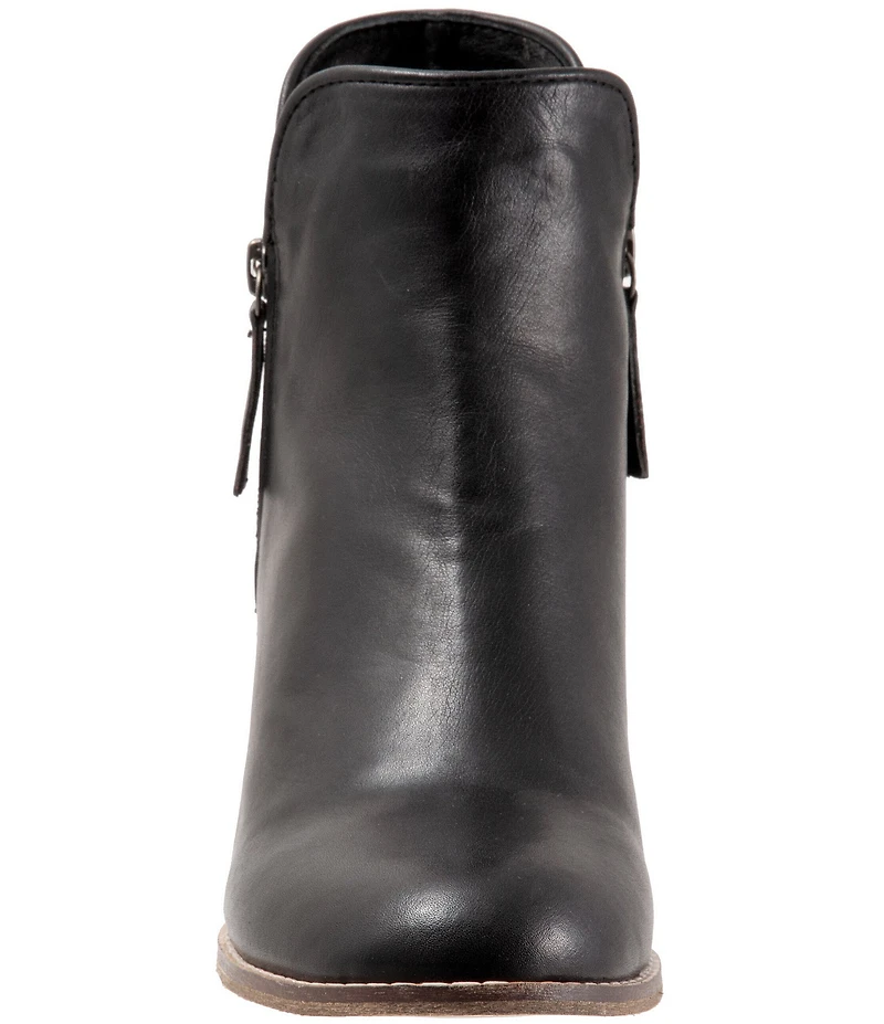 Bueno Jenna Leather Leopard Print Accent Dual Zipper Booties