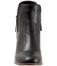 Bueno Jenna Leather Leopard Print Accent Dual Zipper Booties