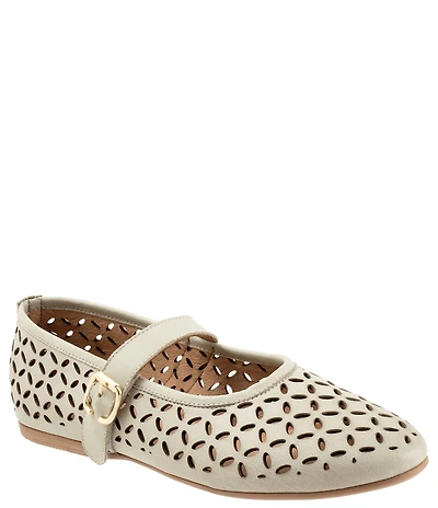 Bueno Kehlani Perforated Leather Laser Cut Mary Jane Ballet Flats