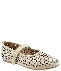 Bueno Kehlani Perforated Leather Laser Cut Mary Jane Ballet Flats