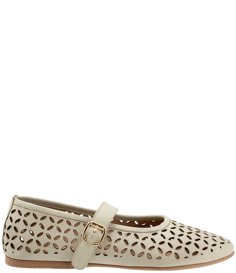 Bueno Kehlani Perforated Leather Laser Cut Mary Jane Ballet Flats