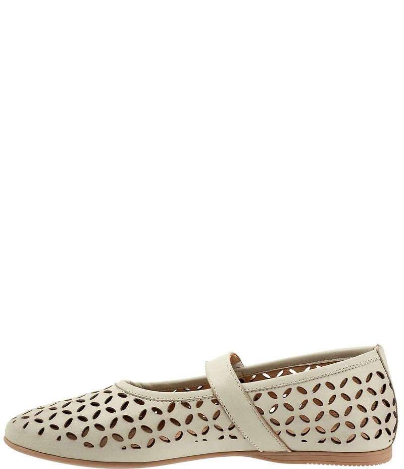 Bueno Kehlani Perforated Leather Laser Cut Mary Jane Ballet Flats