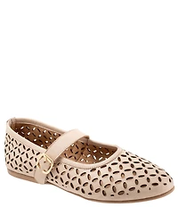 Bueno Kehlani Perforated Leather Laser Cut Mary Jane Ballet Flats