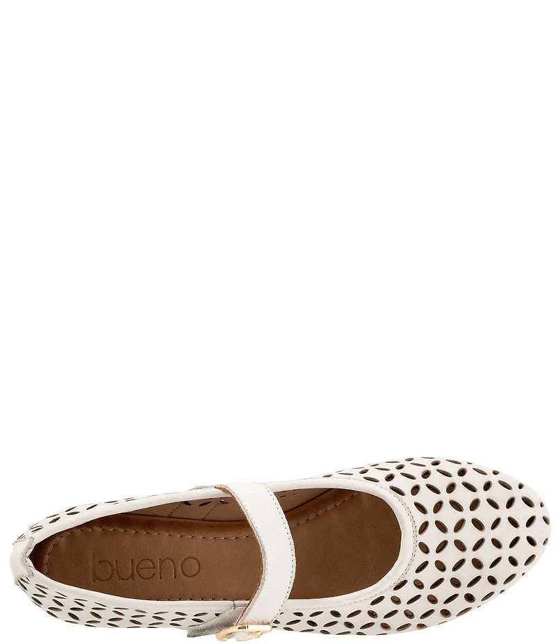Bueno Kehlani Perforated Leather Laser Cut Mary Jane Ballet Flats