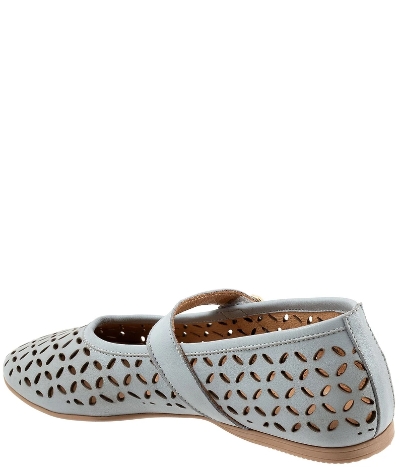 Bueno Kehlani Perforated Leather Laser Cut Mary Jane Ballet Flats