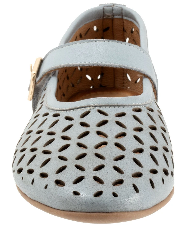 Bueno Kehlani Perforated Leather Laser Cut Mary Jane Ballet Flats