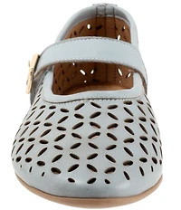 Bueno Kehlani Perforated Leather Laser Cut Mary Jane Ballet Flats