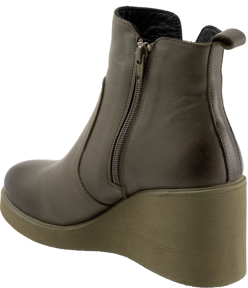 Bueno Laura Leather Platform Wedge Booties