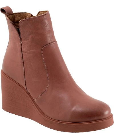 Bueno Laura Leather Platform Wedge Booties
