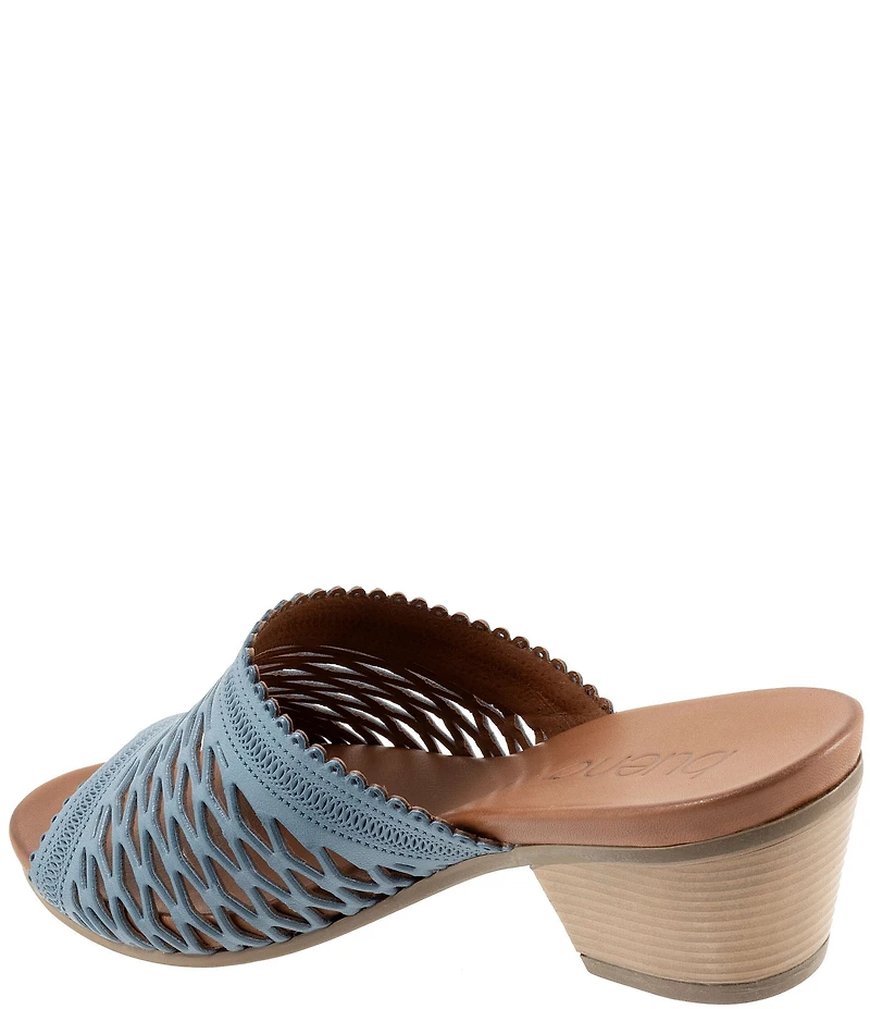 Bueno Lillian Perforated Leather Block Heel Slide Sandals