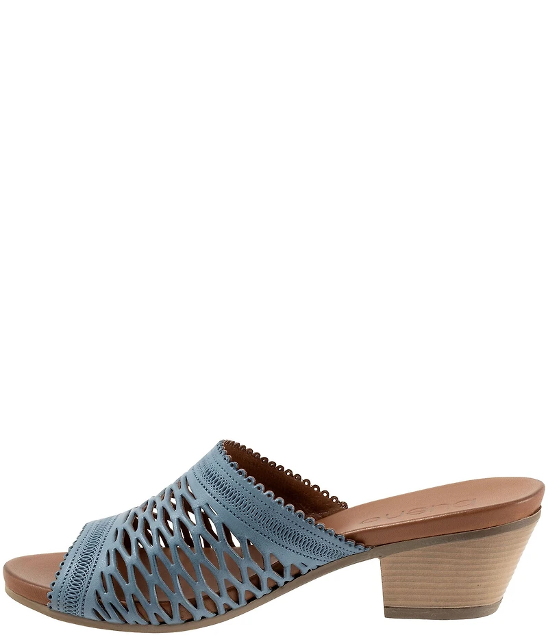 Bueno Lillian Perforated Leather Block Heel Slide Sandals
