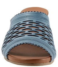 Bueno Lillian Perforated Leather Block Heel Slide Sandals