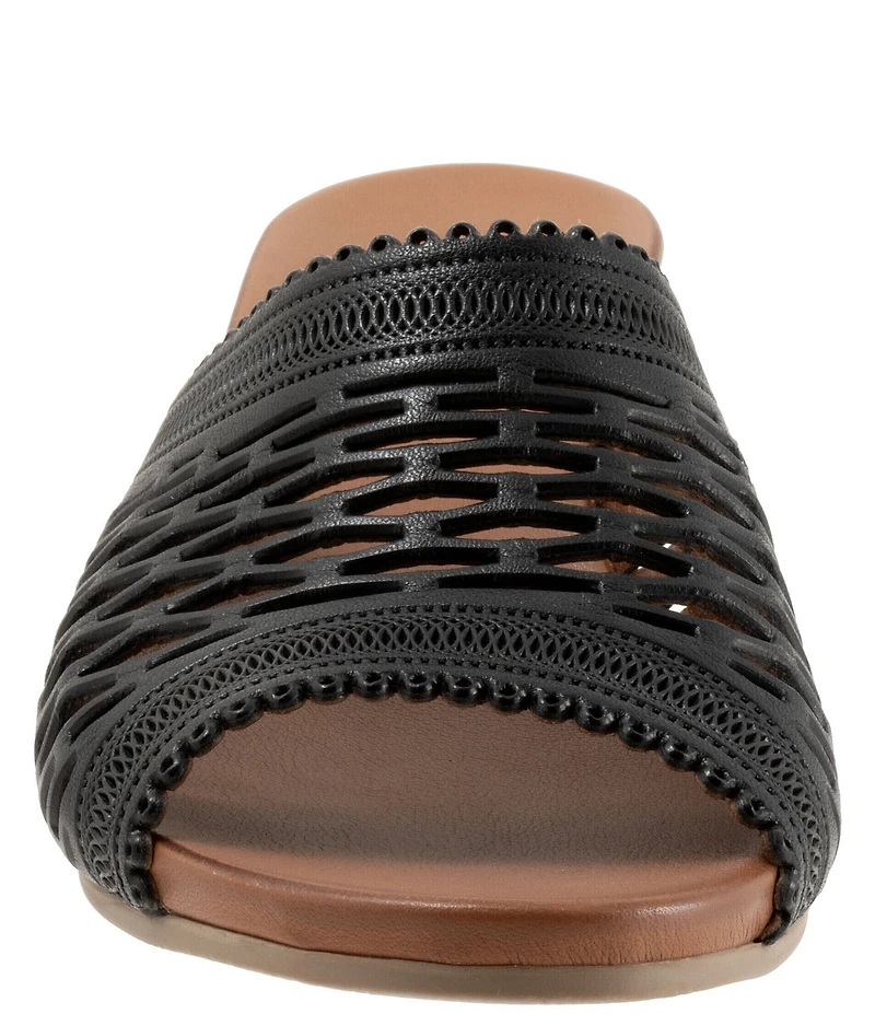 Bueno Lillian Perforated Leather Block Heel Slide Sandals