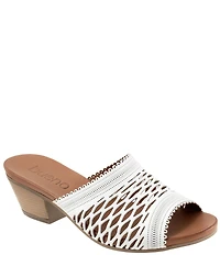 Bueno Lillian Perforated Leather Block Heel Slide Sandals